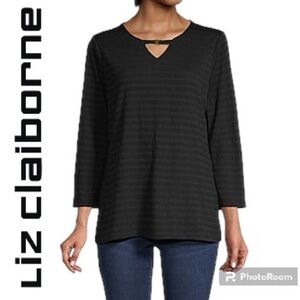 Liz Claiborne- Womens Keyhole Neck 3/4 Sleeve Blouse, NEW